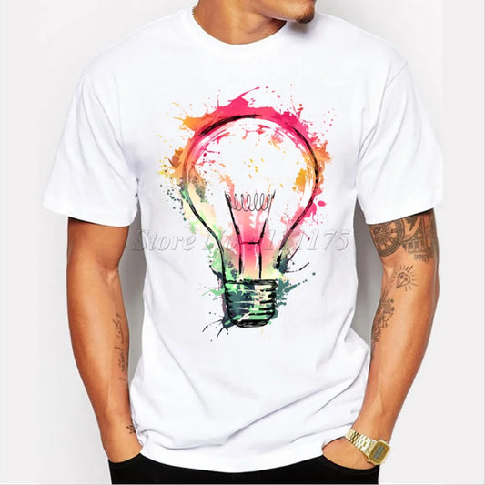 Color Painted Bulb Design Men's T shirt